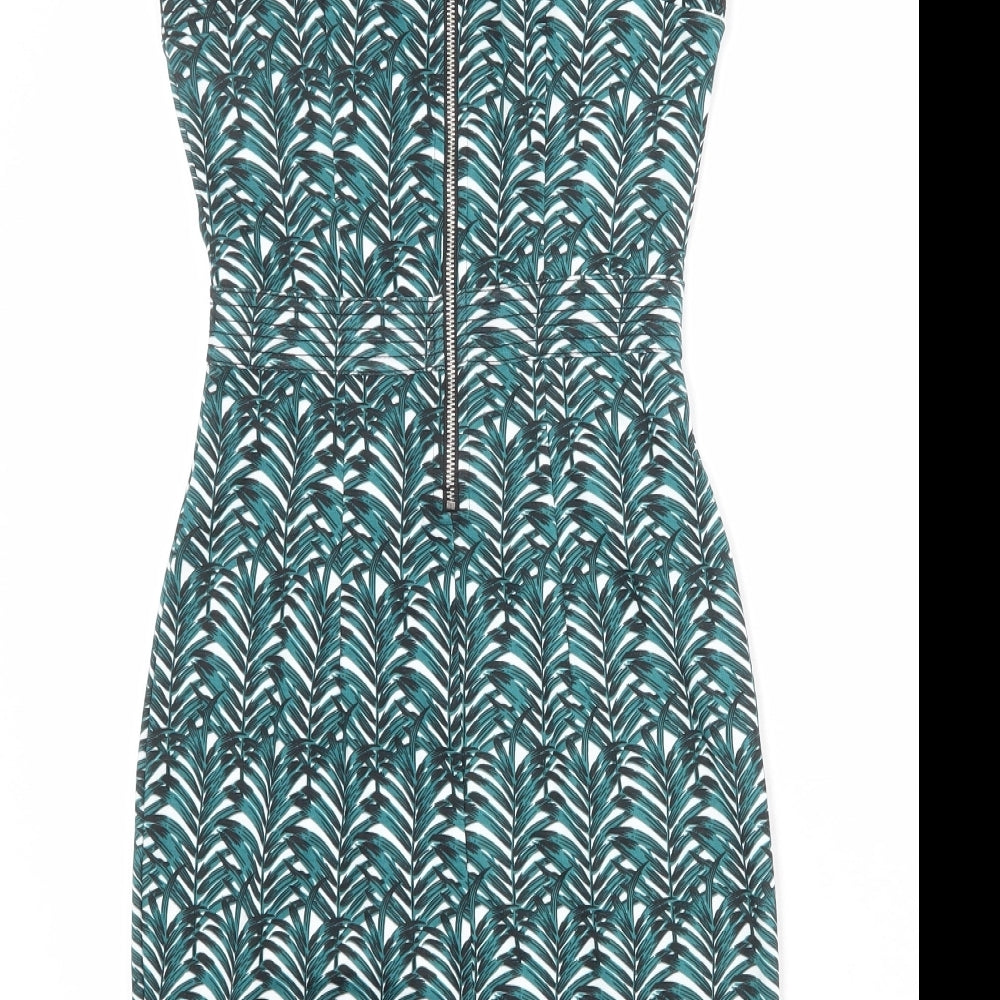 H&M Womens Multicoloured Geometric Polyester Bodycon Size XS Round Neck Zip