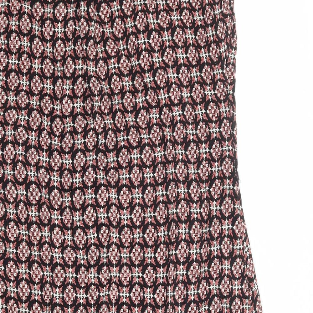 Per Una Womens Multicoloured Geometric Viscose A-Line Size 12 V-Neck Button