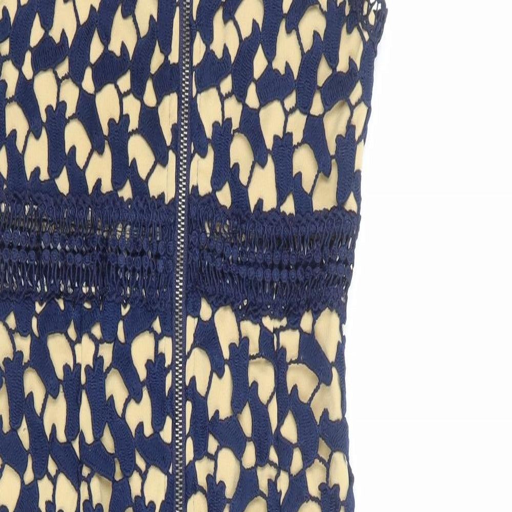 Love Triangle Womens Blue Polyester Sheath Size 8 Halter Zip