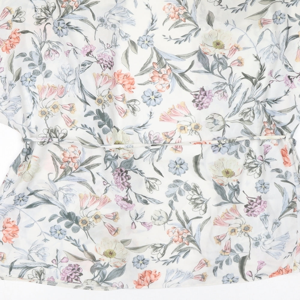 New Look Womens Multicoloured Floral Polyester Kimono Blouse Size 8 V-Neck