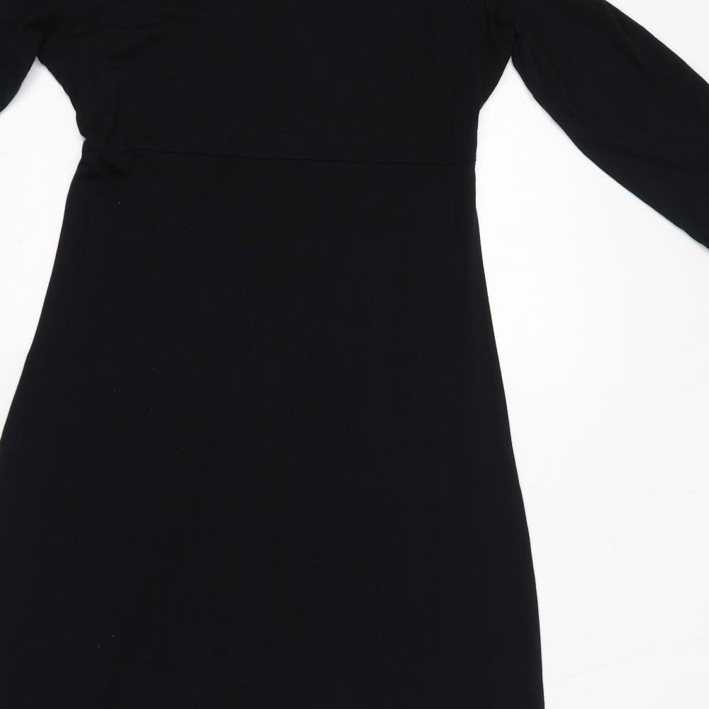 Marks & Spencer Womens Black Viscose A-Line Size 12 Square Neck Pullover