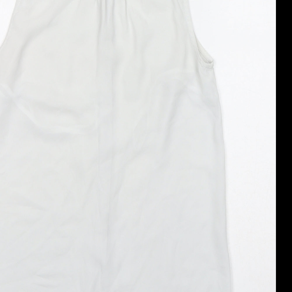 New Look Womens White Polyester Basic Button-Up Size 8 Collared