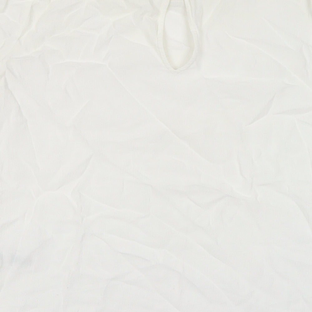 NEXT Womens White Viscose Basic Blouse Size 10 Round Neck