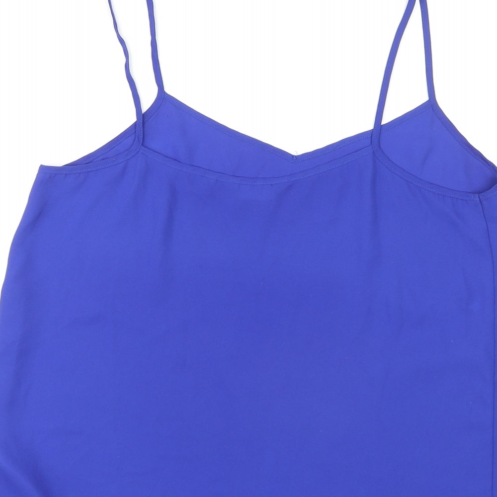 New Look Womens Blue Polyester Basic Tank Size 10 V-Neck