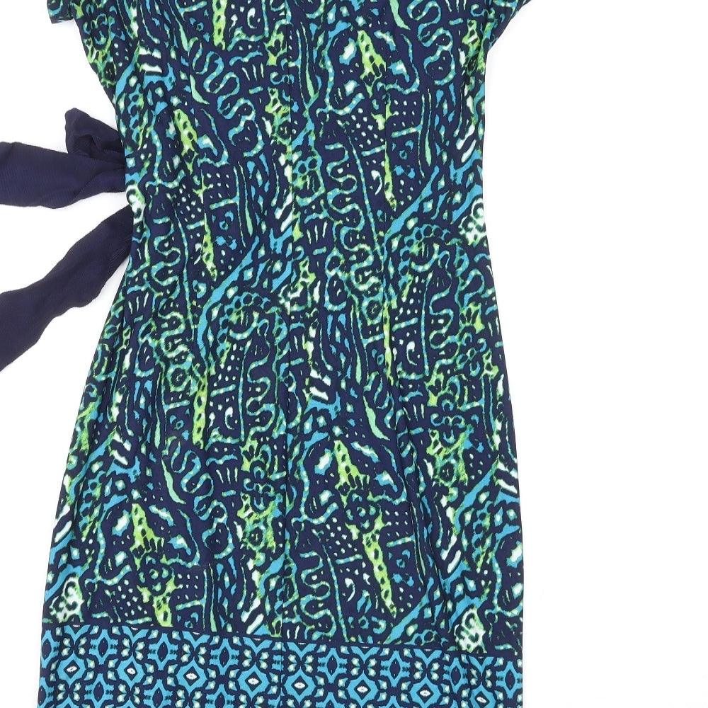 Taylor Womens Multicoloured Geometric Polyester Sheath Size 4 Boat Neck Pullover