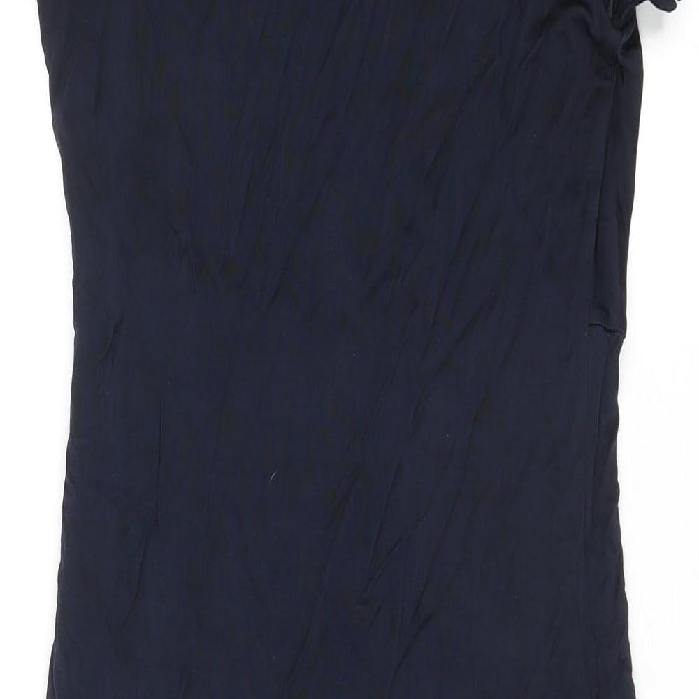 Marks & Spencer Womens Blue Viscose T-Shirt Dress Size 10 Cowl Neck Pullover