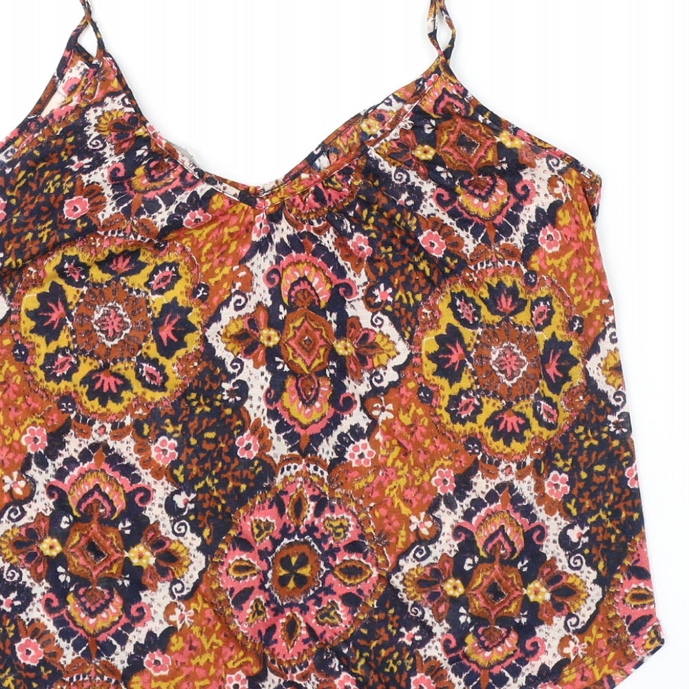 H&M Womens Multicoloured Geometric Polyester Camisole Tank Size S Scoop Neck