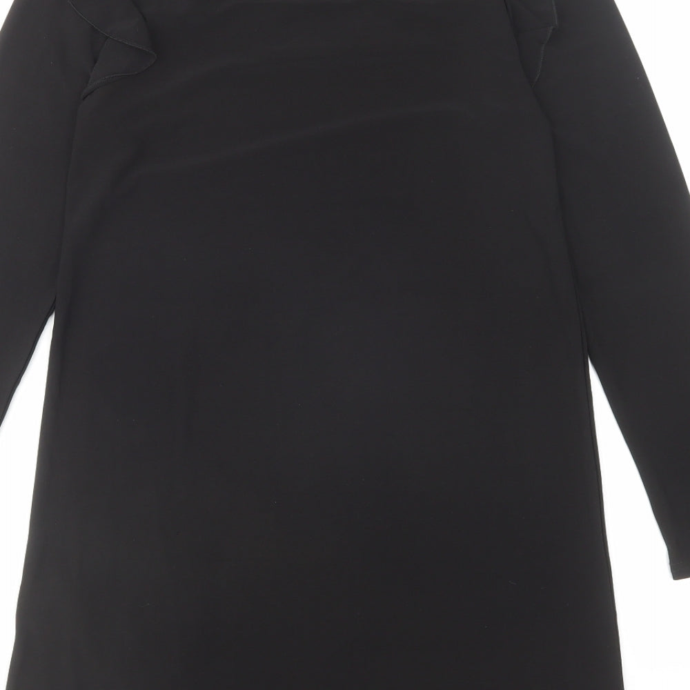 New Look Womens Black Polyester A-Line Size 8 Round Neck Pullover