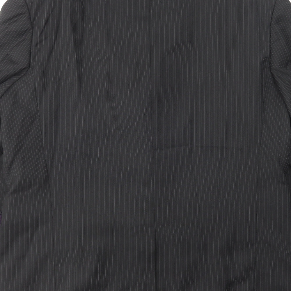 Pierre Remon Mens Black Striped Polyester Jacket Suit Jacket Size 46 Regular