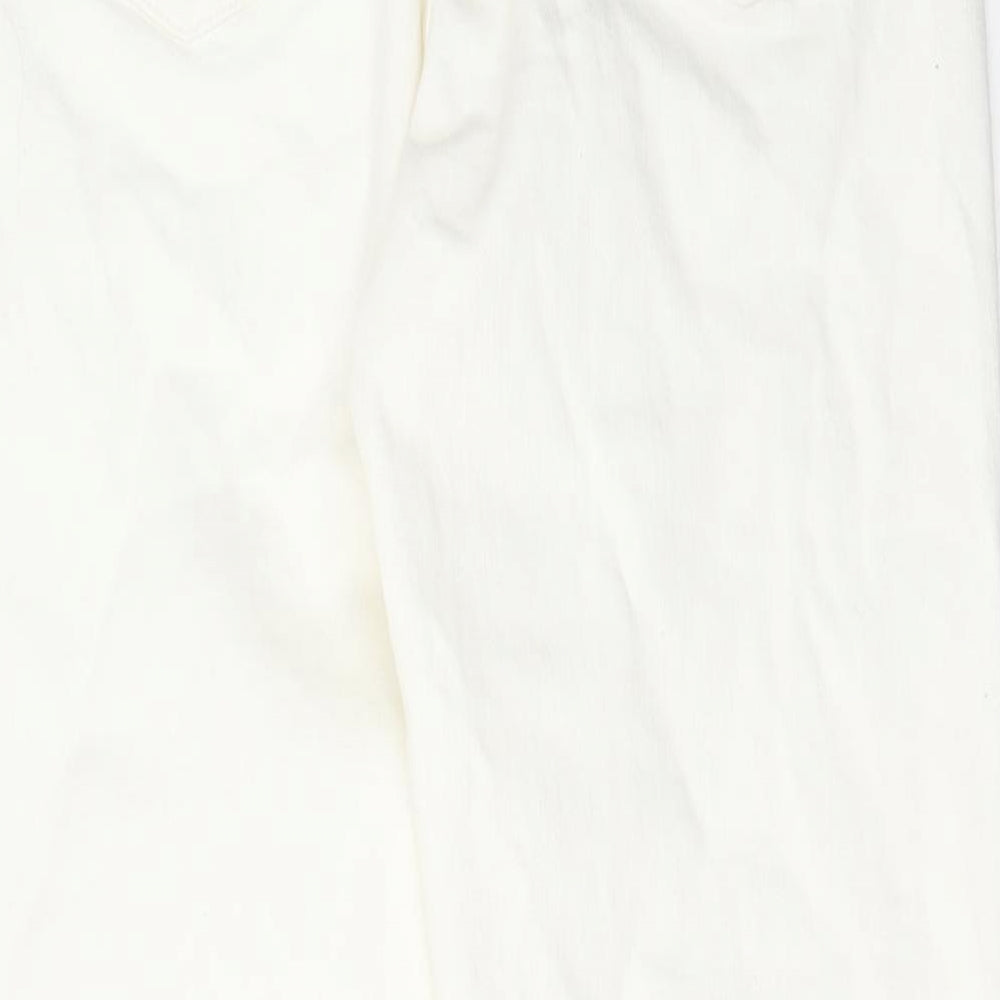Marks & Spencer Womens White Cotton Tapered Jeans Size 8 L28 in Regular Zip