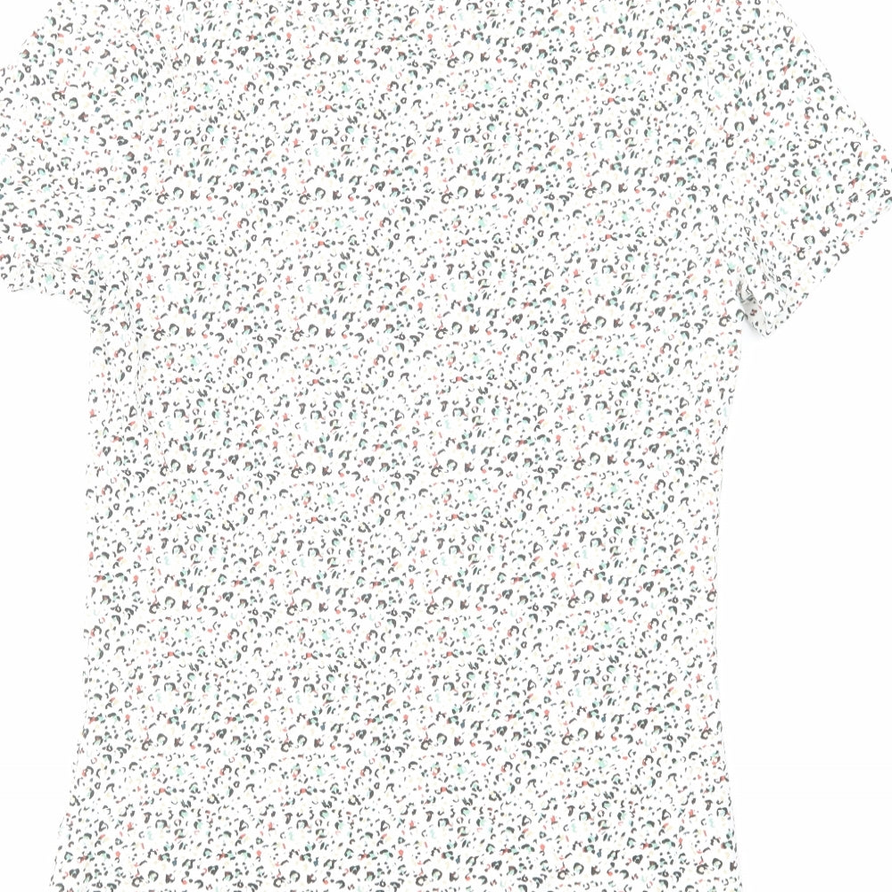 Marks & Spencer Womens Multicoloured Animal Print Cotton Basic T-Shirt Size 8 Round Neck - Leopard Print