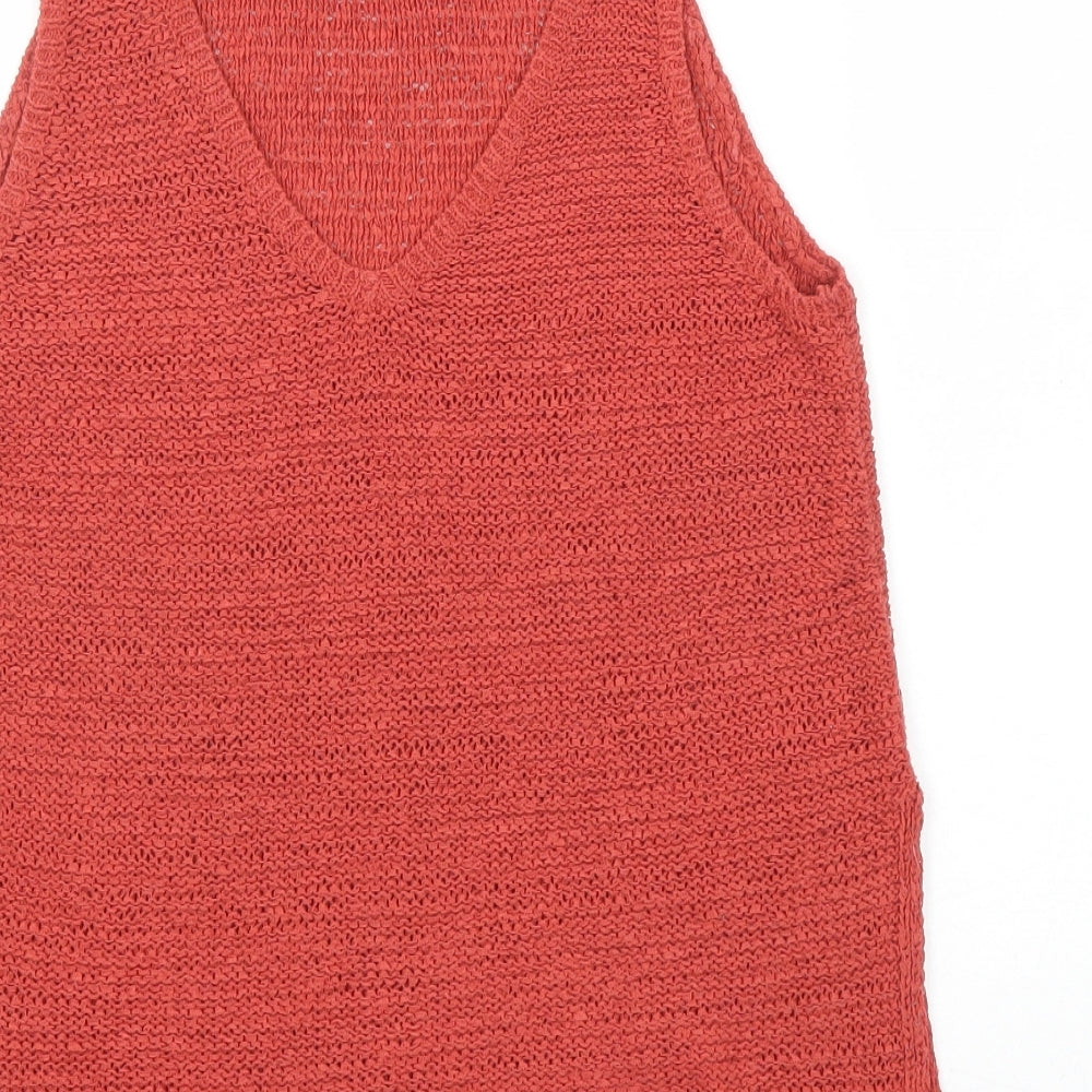New Look Womens Red Acrylic Basic Tank Size 8 Round Neck