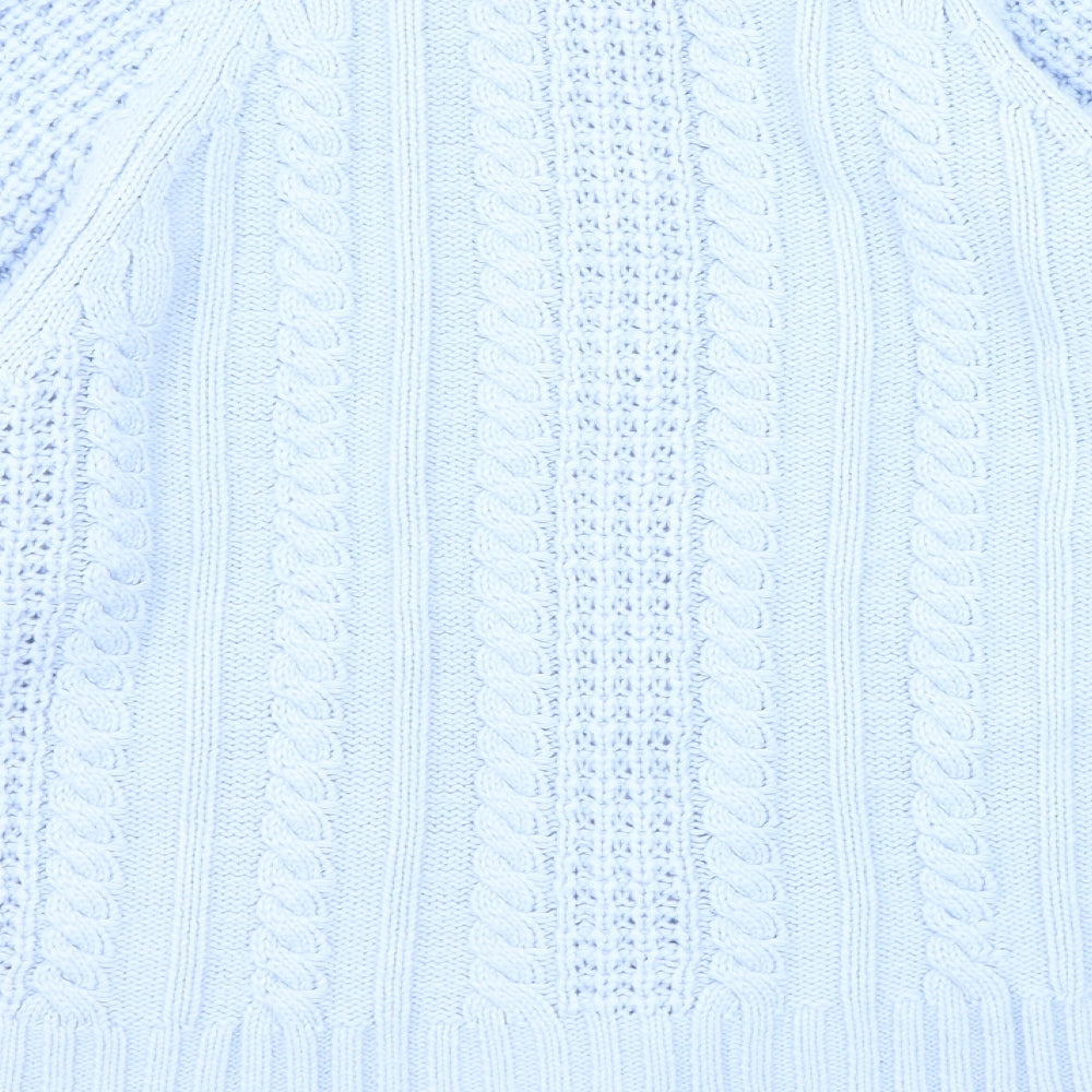 Lauren Taylor Womens Blue Round Neck Acrylic Full Zip Jumper Size L