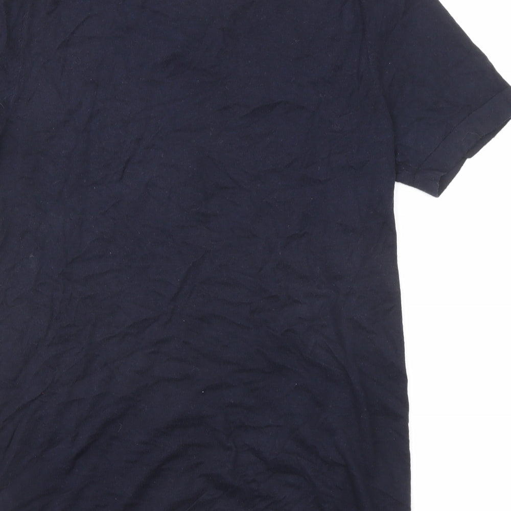Marks & Spencer Womens Blue Cotton Basic Button-Up Size S Collared