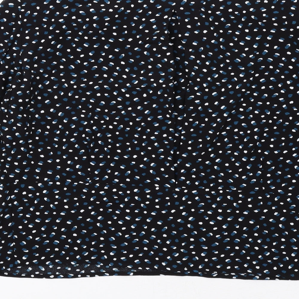 Marks & Spencer Womens Black Geometric Viscose Basic Blouse Size 6 Round Neck
