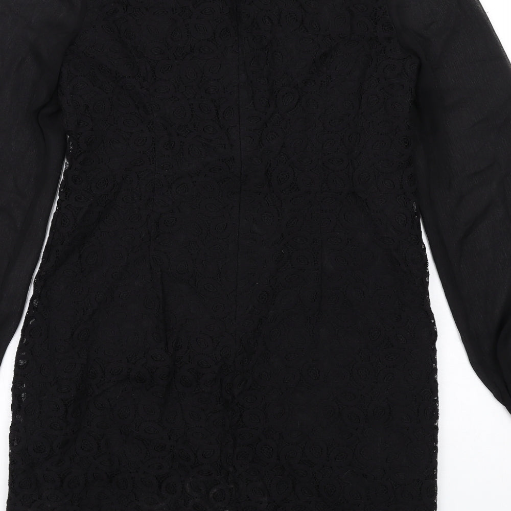 Wallis Womens Black Cotton A-Line Size 12 Round Neck Zip