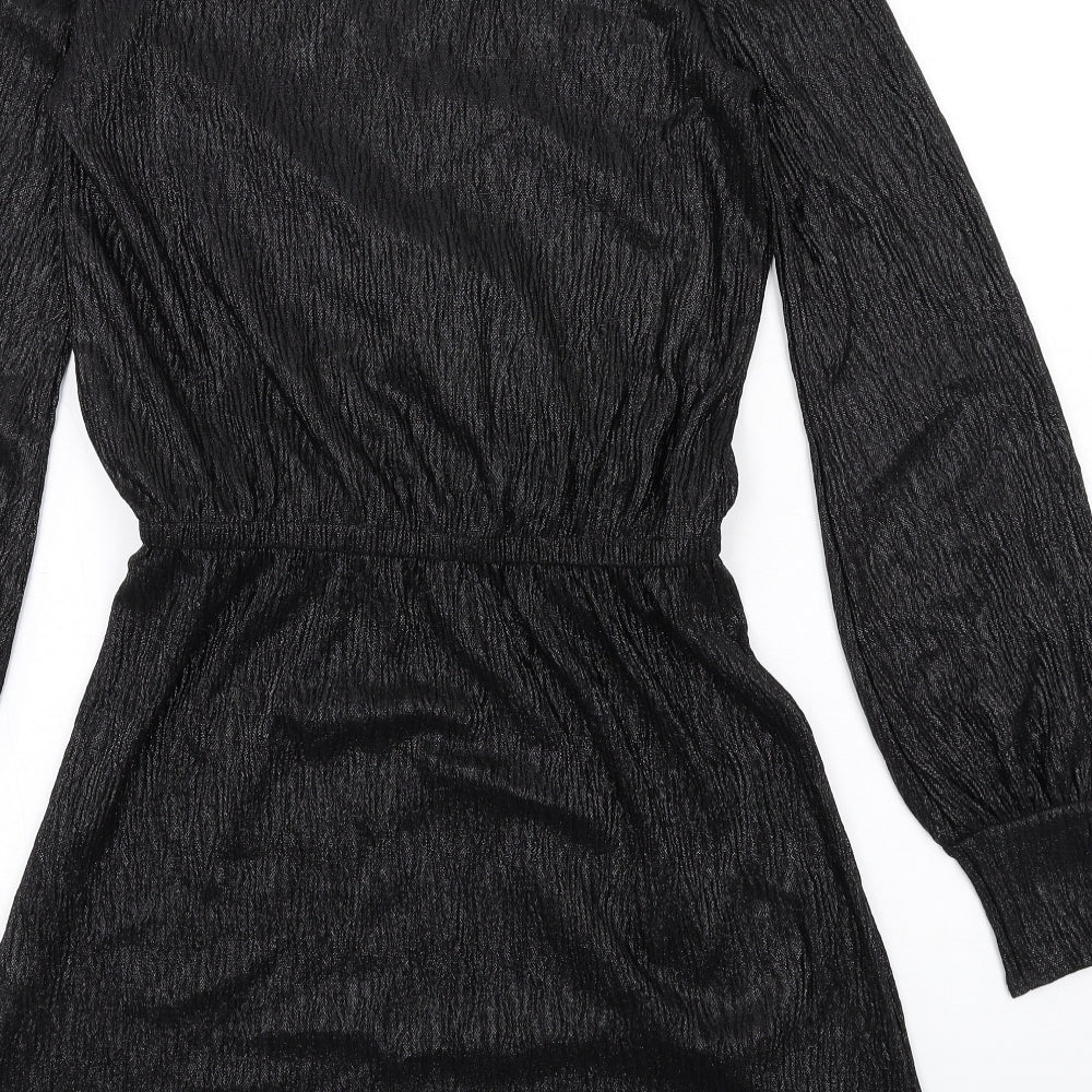 Zara Womens Black Polyester A-Line Size S V-Neck Pullover