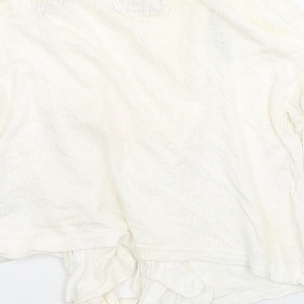 Debenhams Womens Ivory V-Neck Ramie Cardigan Jumper Size 12