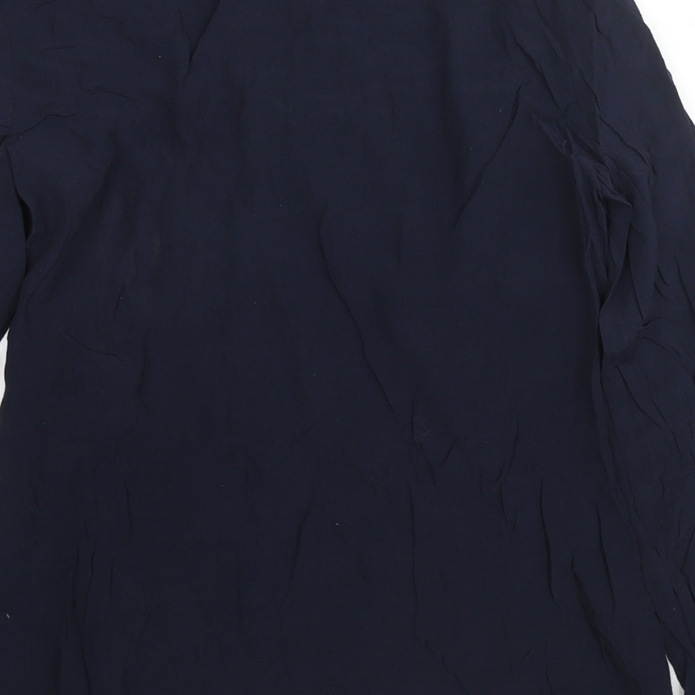 Warehouse Womens Blue Viscose Basic Blouse Size 12 V-Neck