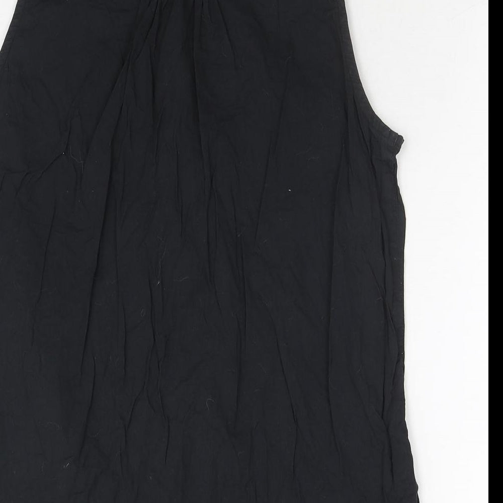 Golddigga Womens Black Cotton Basic Button-Up Size 12 Collared