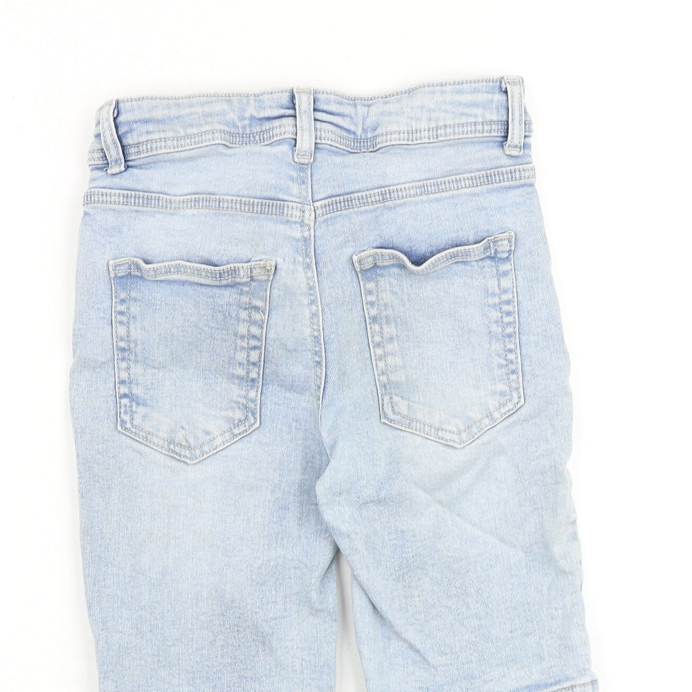 Denim & Co. Boys Blue Cotton Bermuda Shorts Size 6-7 Years Regular Zip