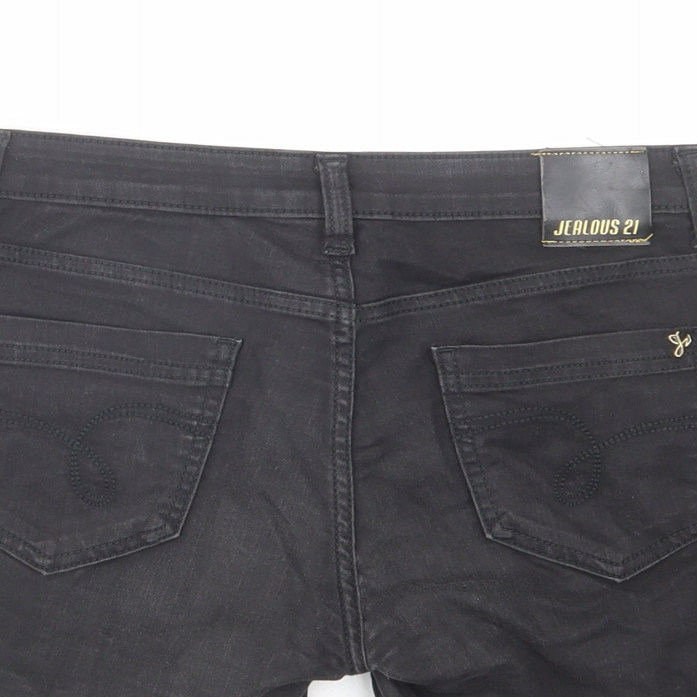 Jealous 21 Womens Black Cotton Hot Pants Shorts Size 28 in L4 in Regular Zip