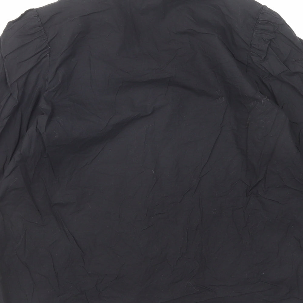 Zara Womens Black Cotton Basic Blouse Size XS V-Neck