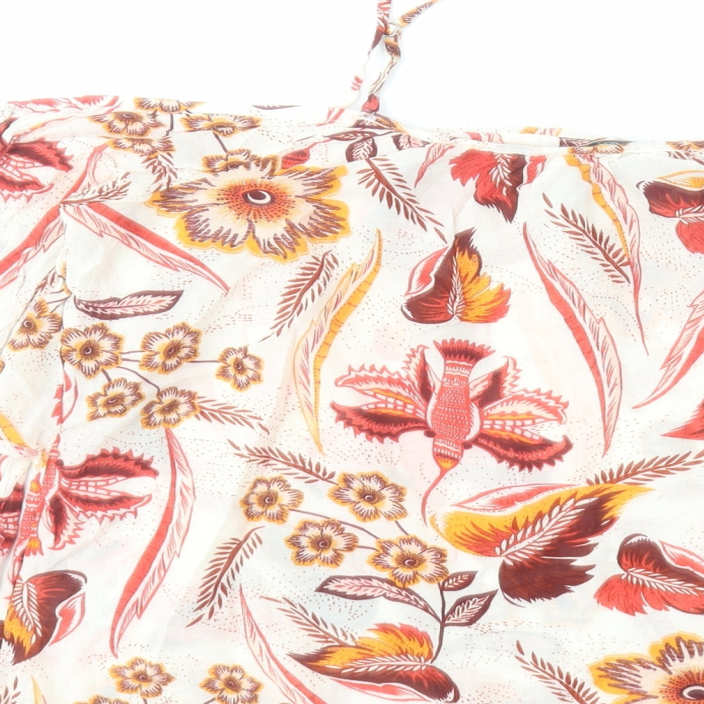 NEXT Womens Red Floral Viscose Basic Blouse Size 12 Off the Shoulder