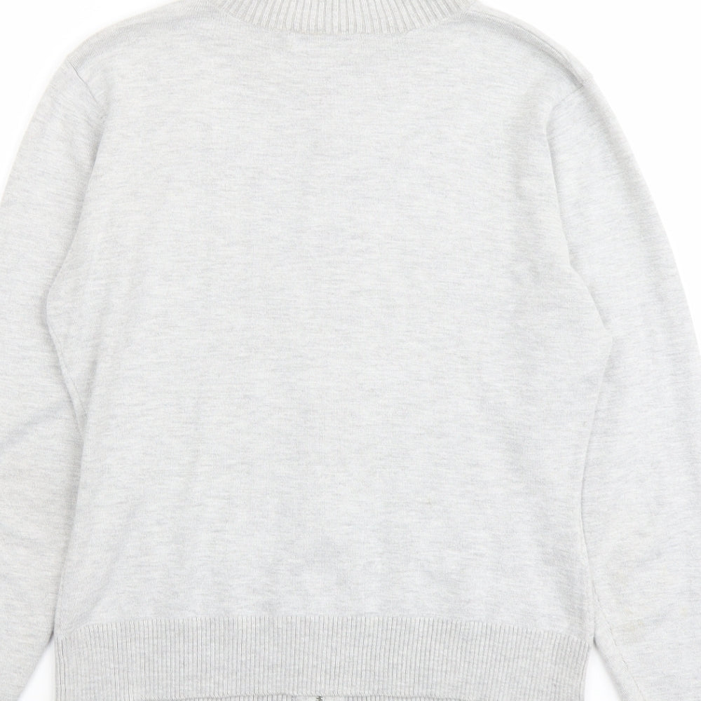 Marks & Spencer Womens Grey Mock Neck Viscose Full Zip Jumper Size 12