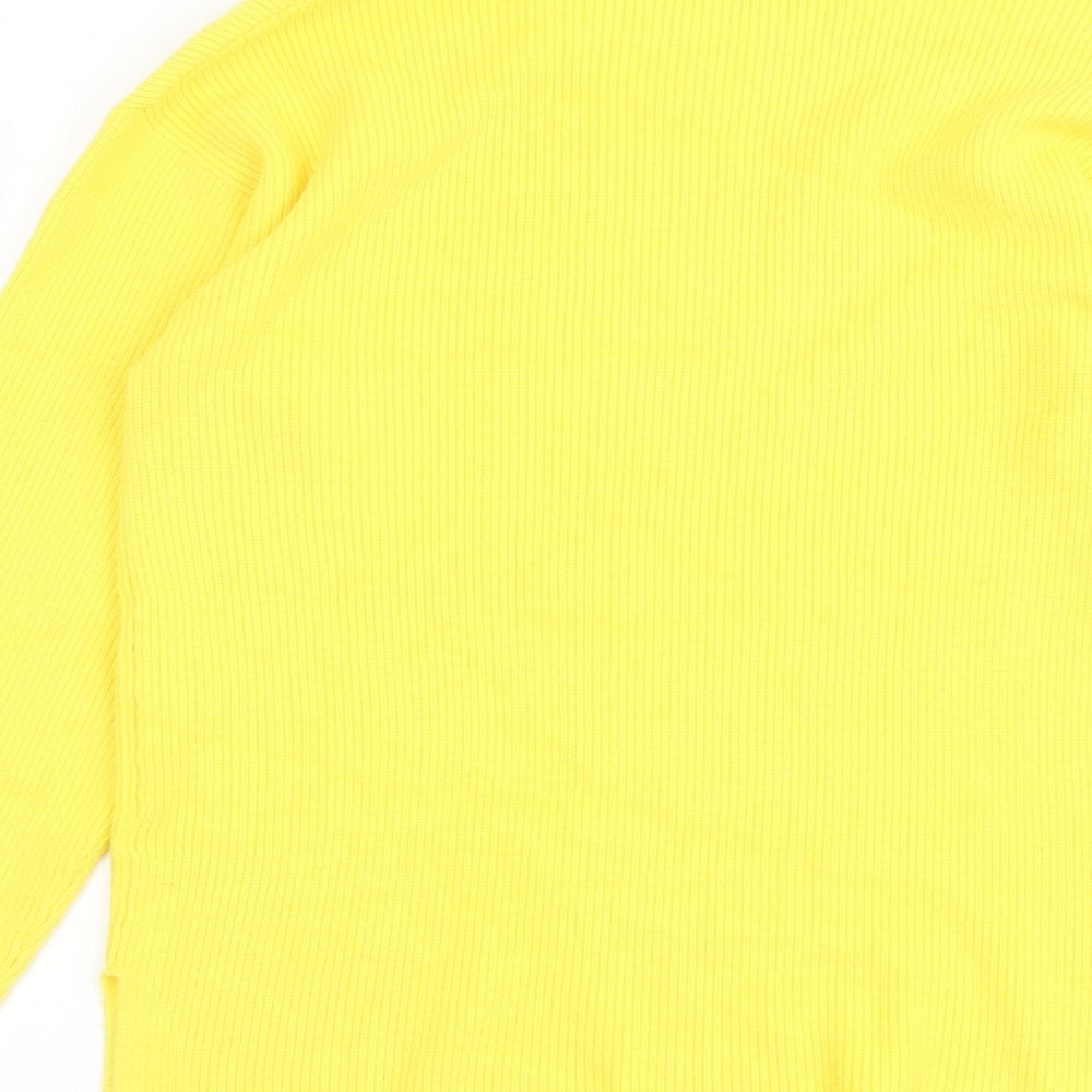 Marks & Spencer Womens Yellow Round Neck Viscose Pullover Jumper Size M