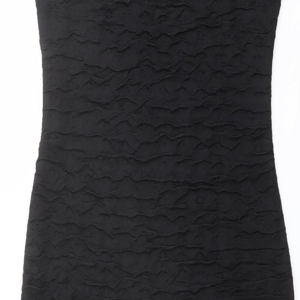 Madam Rage Womens Black Polyester Pencil Dress Size 8 Boat Neck Pullover - Textured