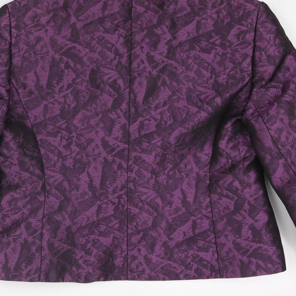 John Bentley Womens Purple Geometric Jacket Blazer Size 12 Button
