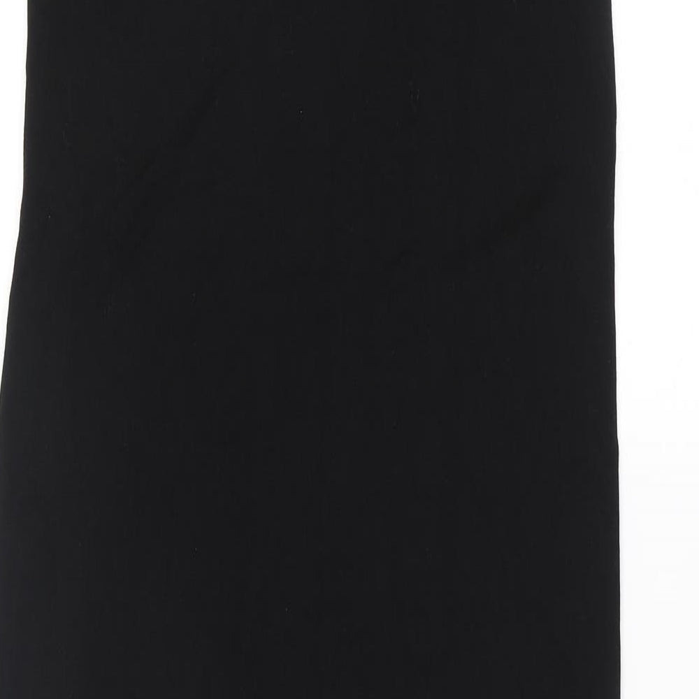 River Island Womens Black Viscose Maxi Size 10 Round Neck Tie