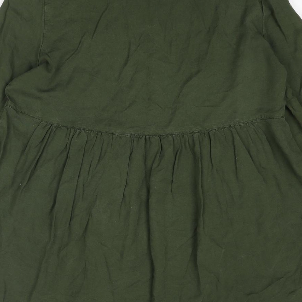 Zara Womens Green Lyocell Basic Blouse Size S Collared