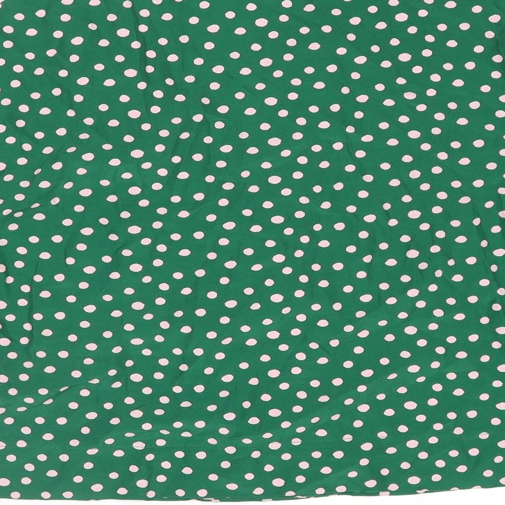 Topshop Womens Green Polka Dot Viscose Basic Blouse Size 6 Collared