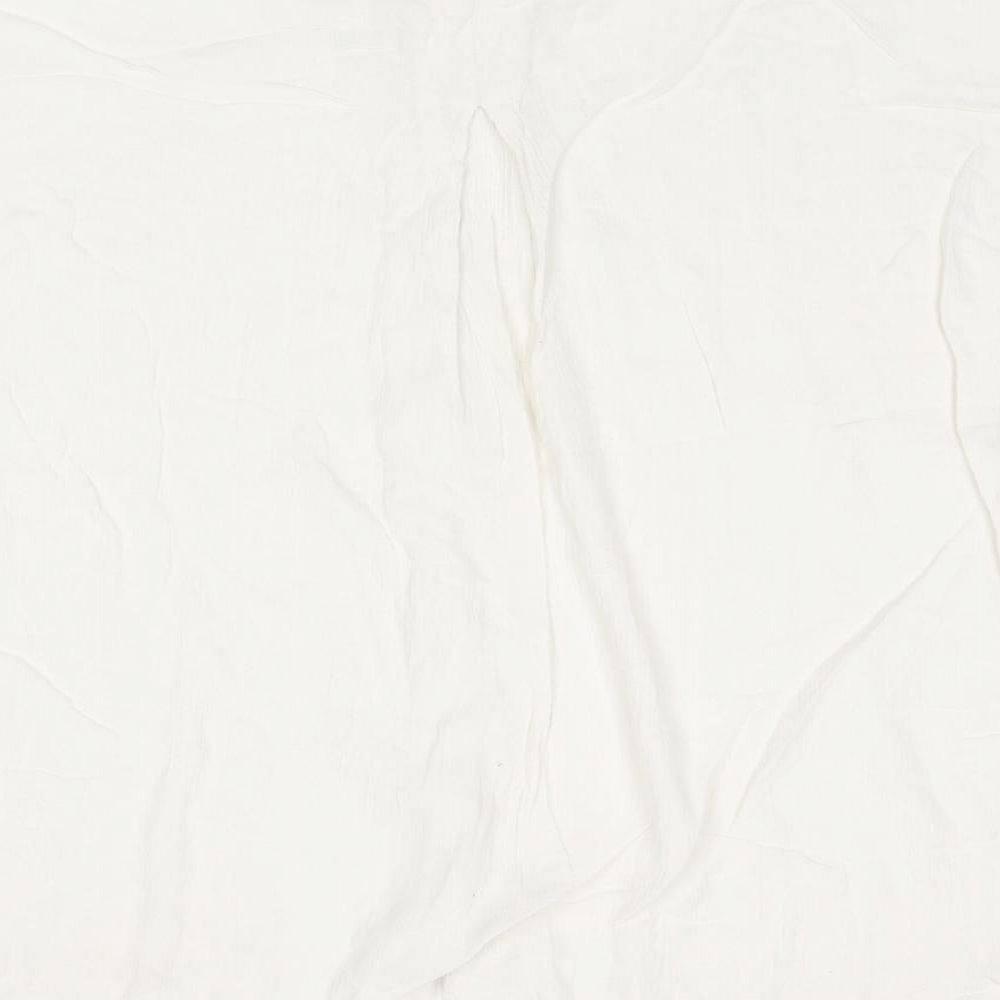 H&M Womens Ivory Viscose Basic Button-Up Size 8 Collared