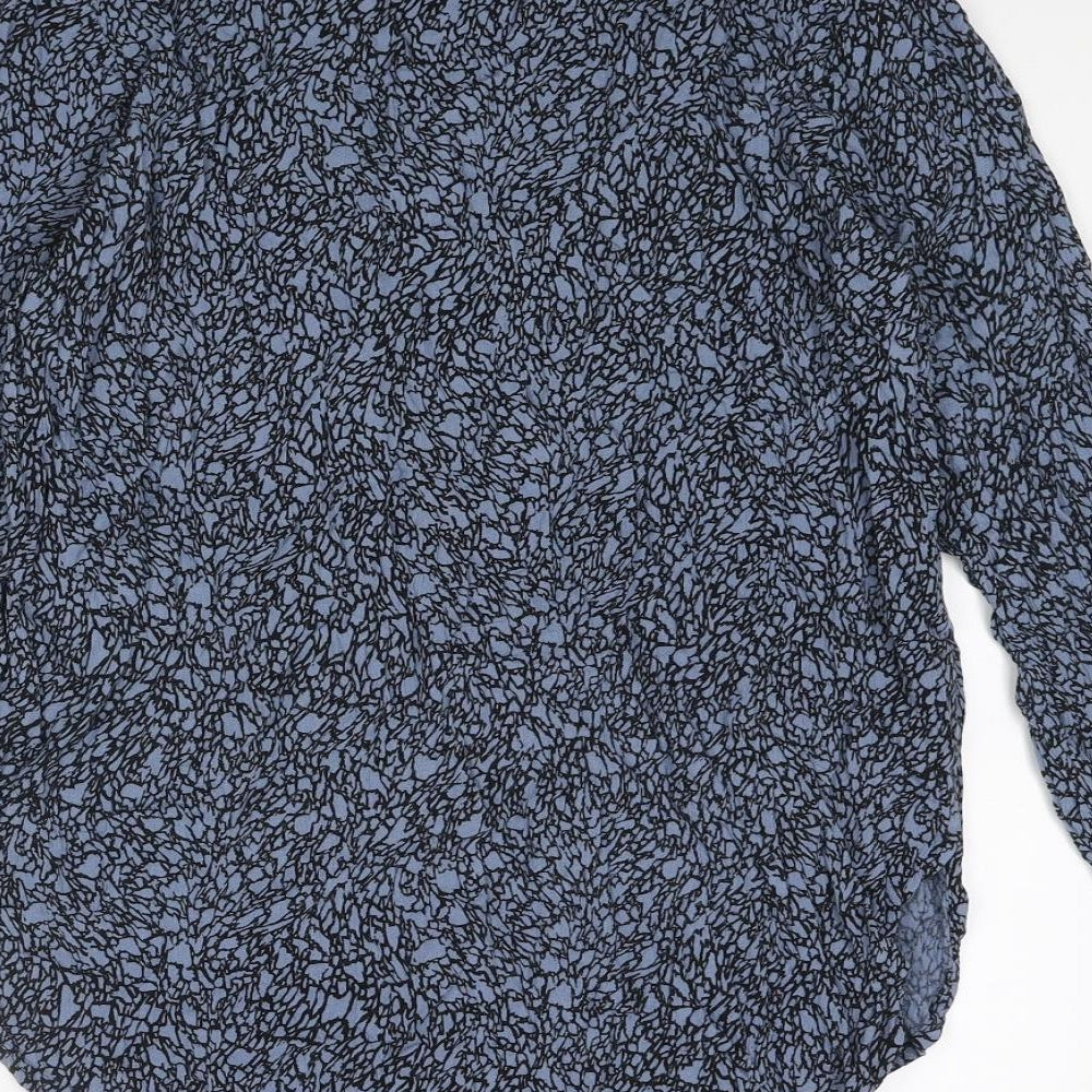 Soaked in Luxury Womens Blue Geometric Viscose Basic Blouse Size XS V-Neck