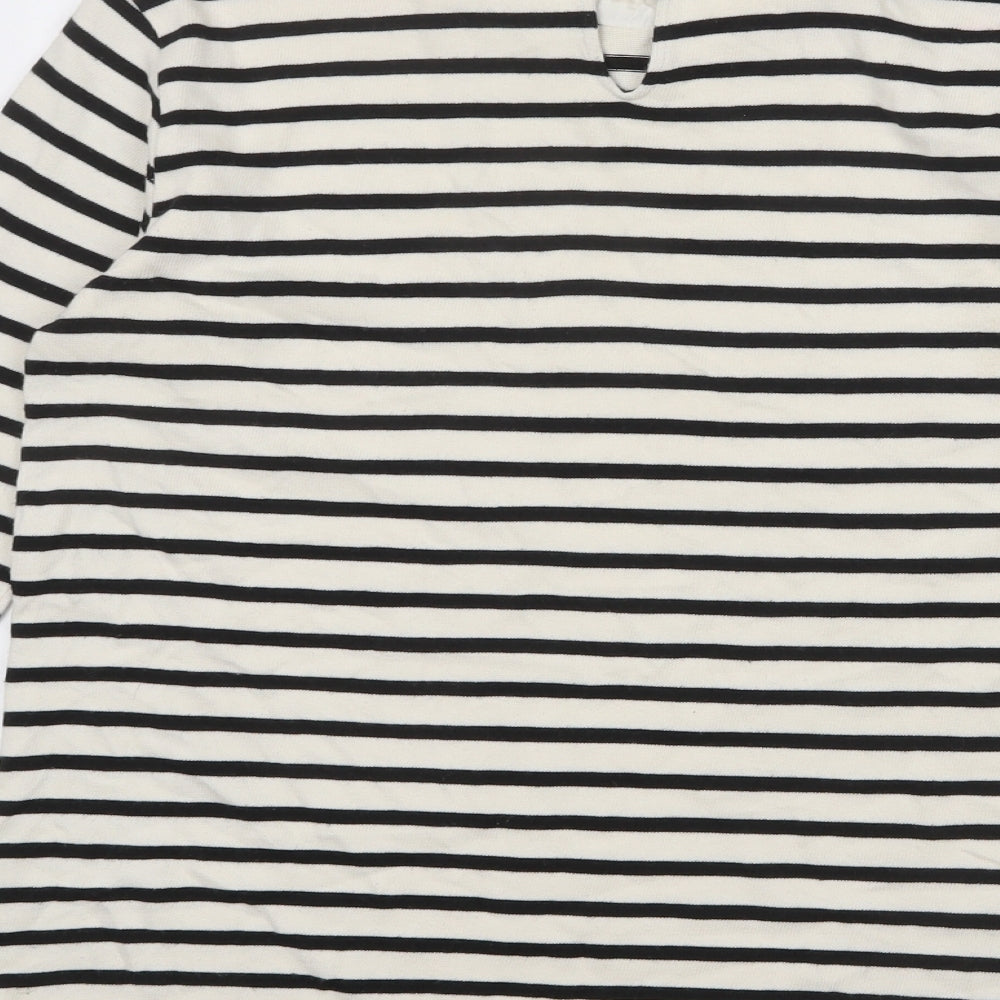 Zara Womens Ivory Collared Striped Acrylic Pullover Jumper Size L