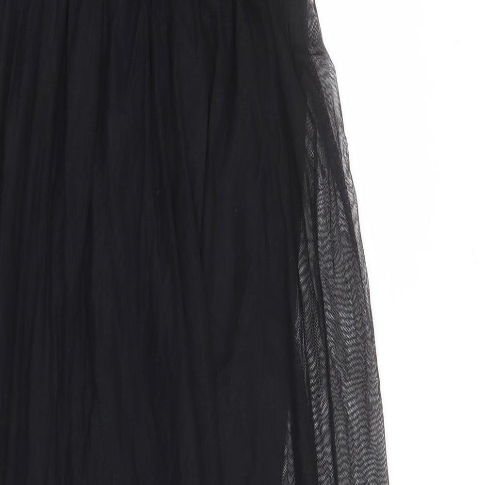 Miss Selfridge Womens Black Floral Nylon Maxi Size 10 Round Neck Pullover