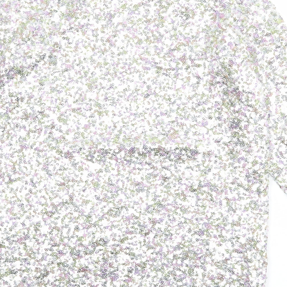 Zara Womens Silver Polyester Shift Size S Boat Neck Pullover