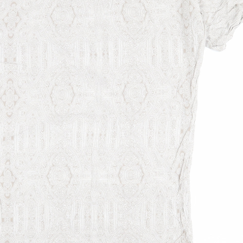 H&M Womens Beige Paisley Viscose T-Shirt Dress Size 8 Round Neck Pullover