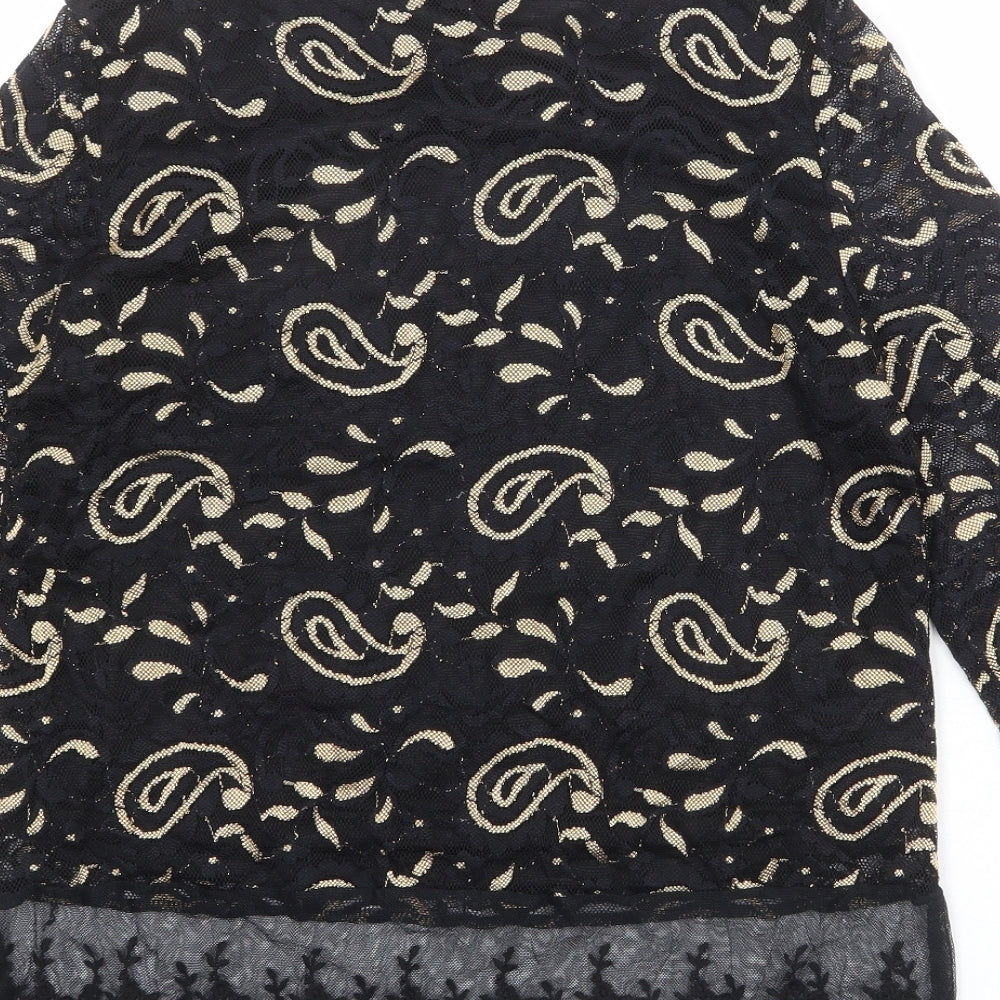 Annabelle Womens Black Geometric Polyester Basic Blouse Size S Round Neck - Size S-M