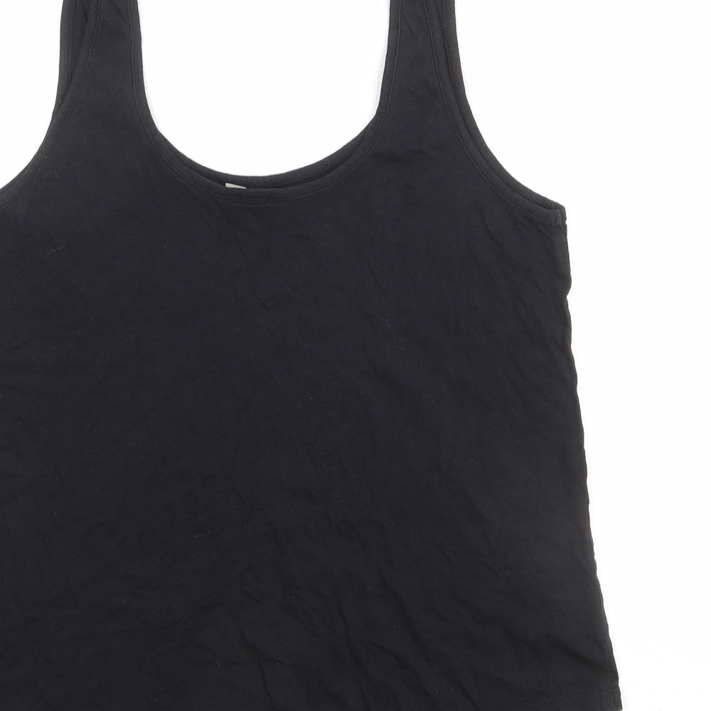 ASOS Womens Black Cotton Basic Tank Size 12 Round Neck