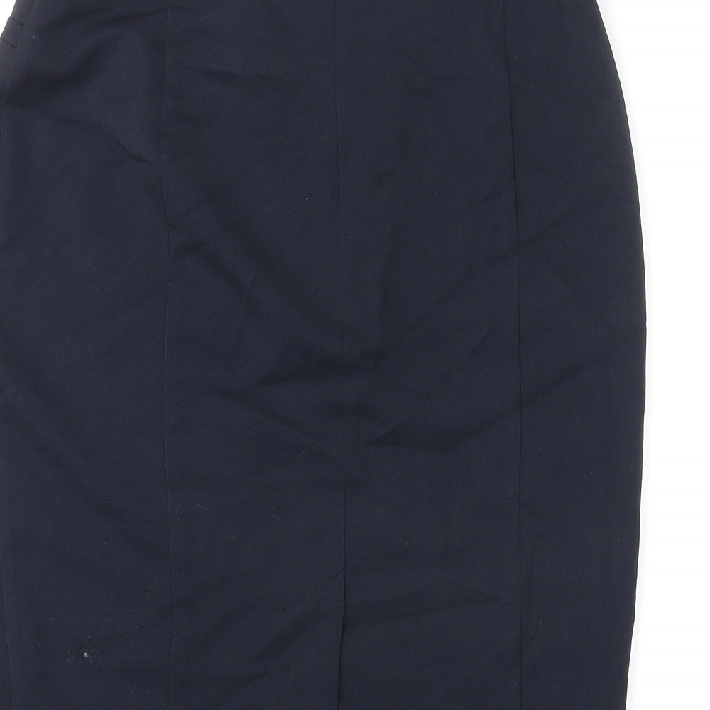 Marks & Spencer Womens Blue Polyester Straight & Pencil Skirt Size 10 Zip