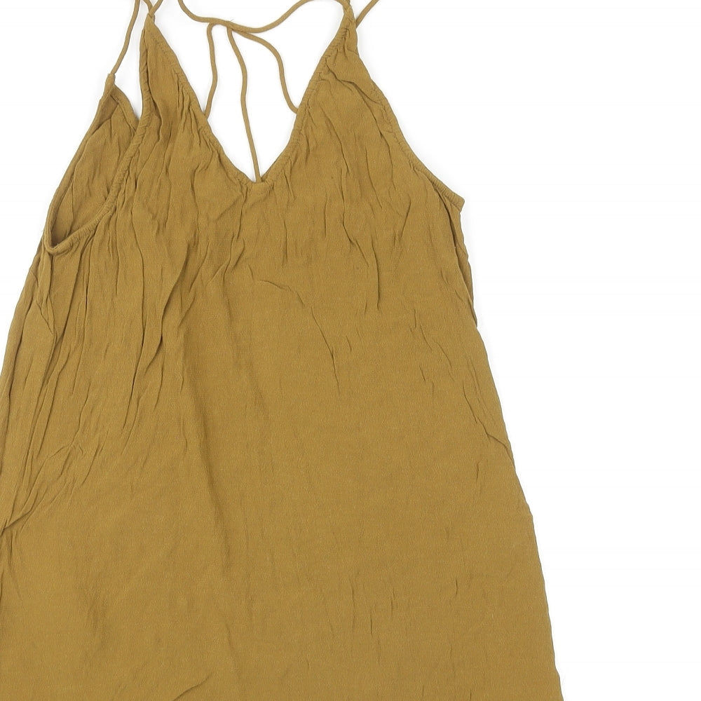 New Look Womens Brown Viscose Basic Tank Size 10 V-Neck
