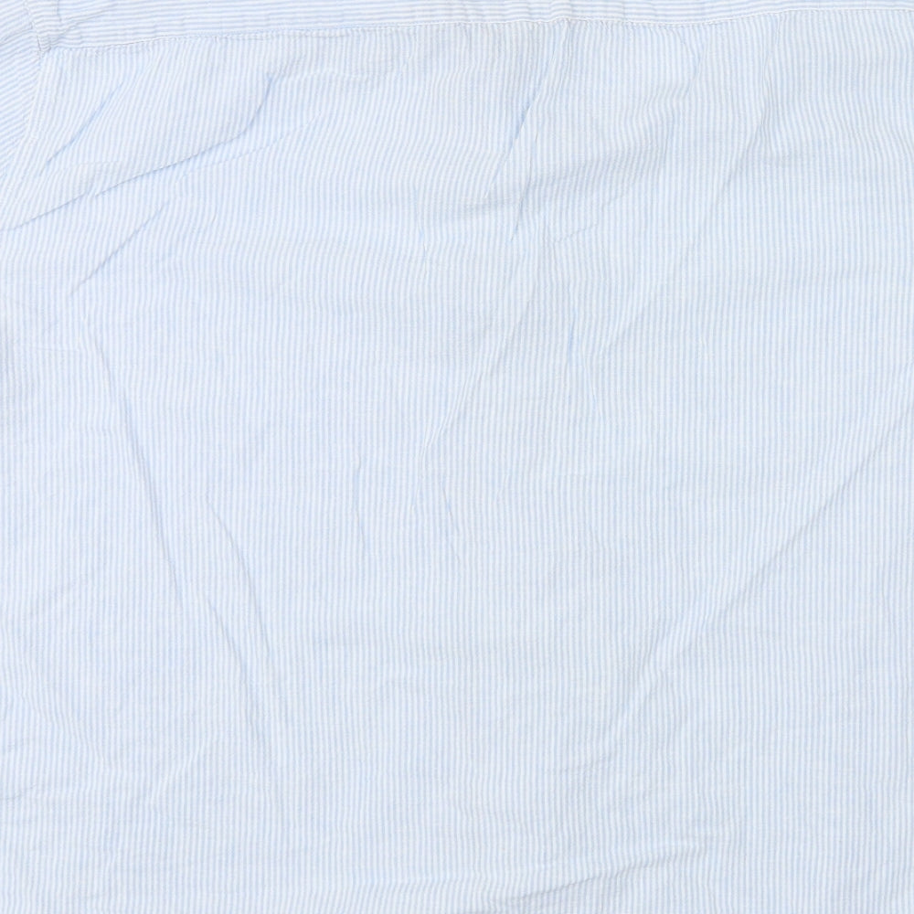 Marks & Spencer Womens Blue Striped Linen Basic Button-Up Size 2XL Collared