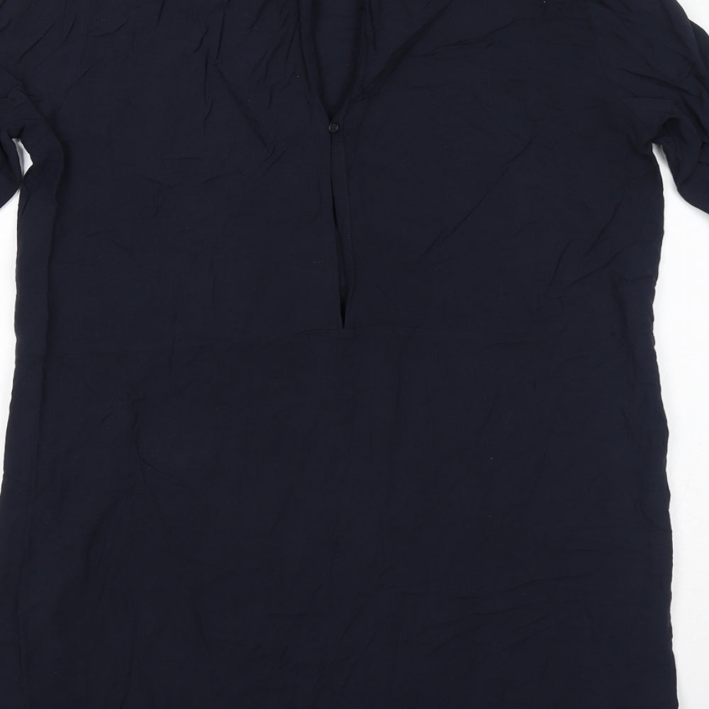 H&M Womens Blue Viscose Shift Size 12 Mock Neck Pullover