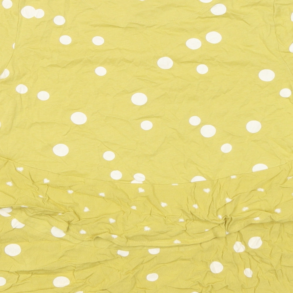 NEXT Womens Yellow Polka Dot 100% Cotton Basic T-Shirt Size 8 Round Neck