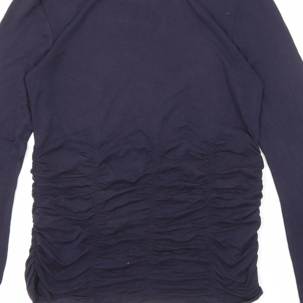 Marks & Spencer Womens Blue Viscose Basic T-Shirt Size 6 High Neck