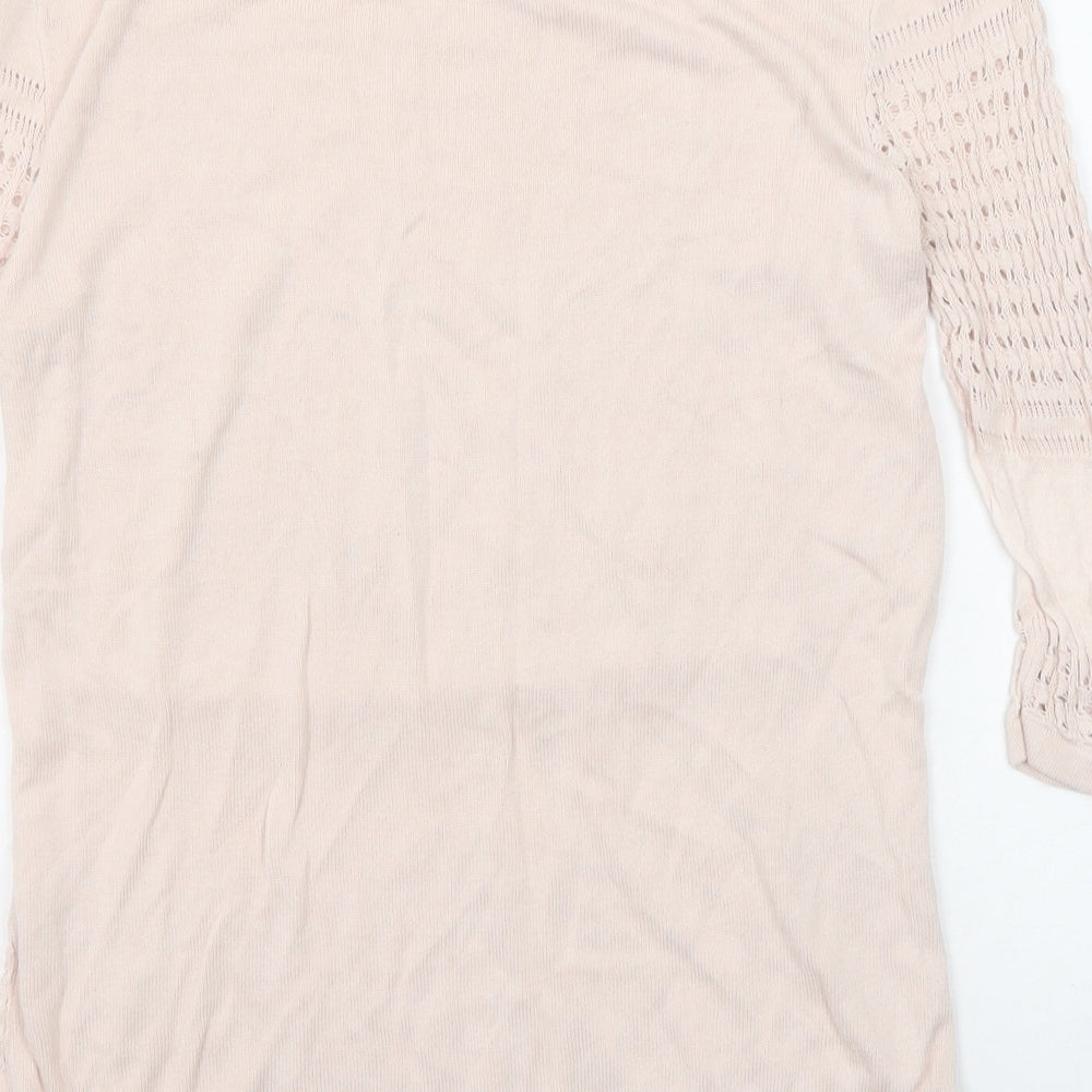 Warehouse Womens Pink Boat Neck Viscose Pullover Jumper Size 8